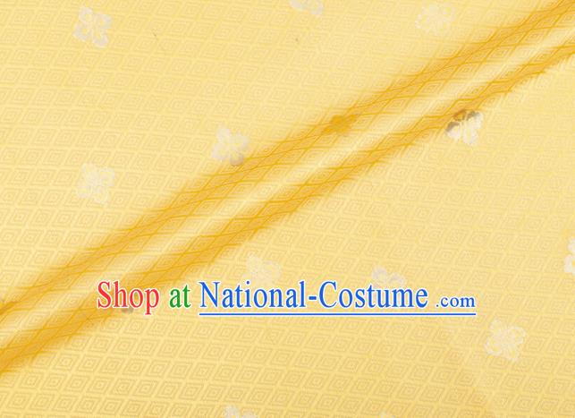 Japanese Traditional Sorbus Pattern Design Yellow Brocade Fabric Silk Material Traditional Asian Japan Kimono Nishijin Satin Tapestry