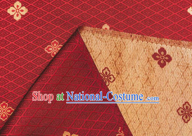 Japanese Traditional Sorbus Pattern Design Purplish Red Brocade Fabric Silk Material Traditional Asian Japan Kimono Nishijin Satin Tapestry