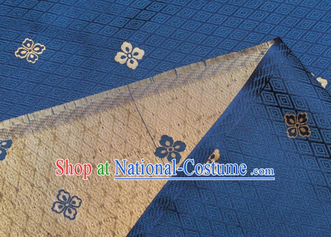 Japanese Traditional Sorbus Pattern Design Navy Blue Brocade Fabric Silk Material Traditional Asian Japan Kimono Nishijin Satin Tapestry