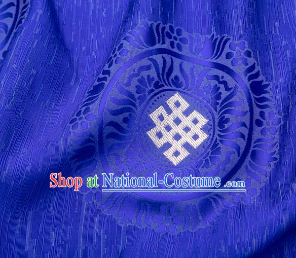 Asian Chinese Traditional Auspicious Pattern Design Royalblue Brocade Tang Suit Silk Fabric Tapestry Material DIY Satin Damask