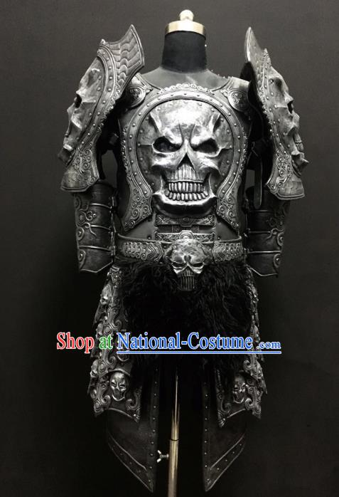 Traditional Chinese Cosplay Han Dynasty Military Officer Grey Body Armor Outfits Ancient Film General Armour Costumes