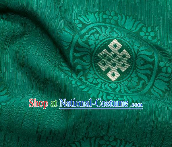 Asian Chinese Traditional Auspicious Pattern Design Green Brocade Tang Suit Silk Fabric Tapestry Material DIY Satin Damask