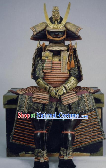 Traditional Japanese General Body Armor Outfits Ancient Film Warrior Shogun Armour Costumes and Helmet for Men