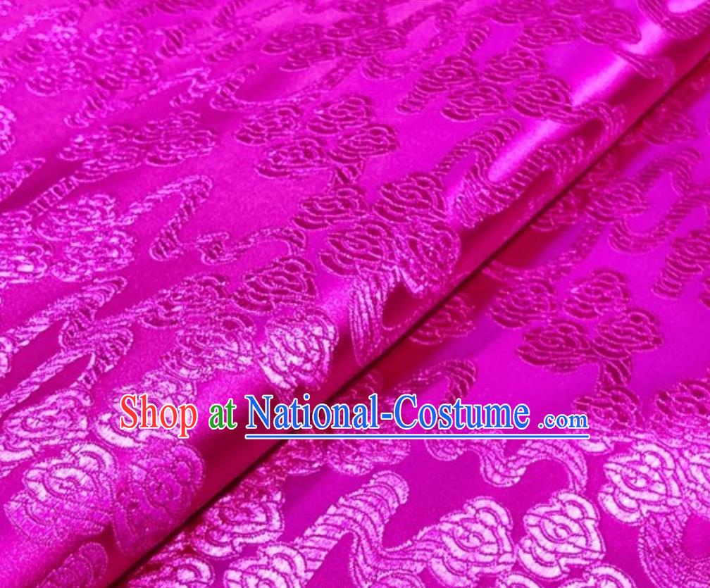 Asian Chinese Traditional Auspicious Clouds Pattern Design Rosy Brocade Silk Fabric Tang Suit Tapestry Imperial Robe Material