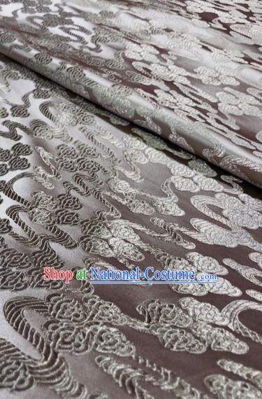 Asian Chinese Traditional Auspicious Clouds Pattern Design Gray Brocade Silk Fabric Tang Suit Tapestry Imperial Robe Material