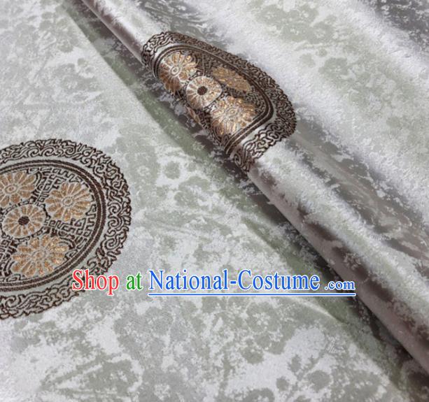 Gray Asian Chinese Traditional Chrysanthemum Pattern Design Nanjing Brocade Silk Fabric Tang Suit Tapestry Satin Material