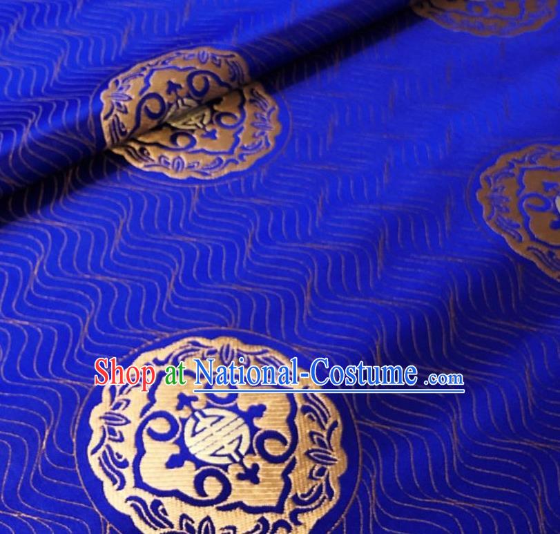 Asian Chinese Traditional Lucky Pattern Design Royalblue Brocade Silk Fabric Tang Suit Tapestry Satin Material Damask