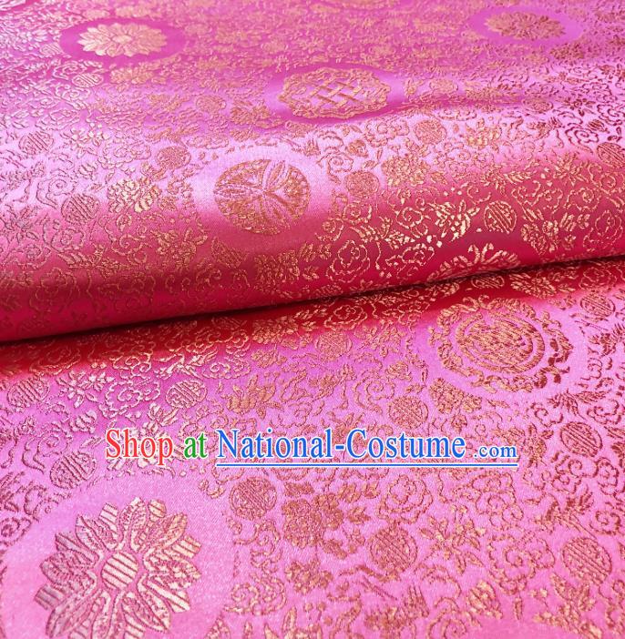 Asian Chinese Traditional Flowers Pattern Design Pink Brocade Silk Fabric Tang Suit Tapestry Satin Material DIY Damask