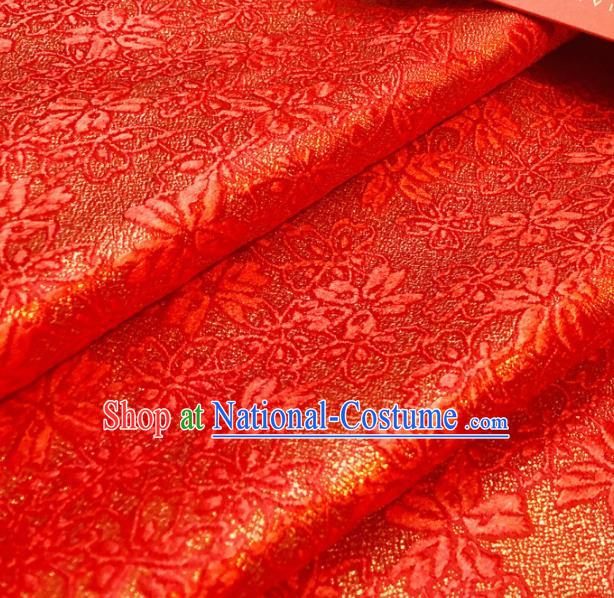 Asian Chinese Traditional Pattern Design Red Brocade Silk Fabric Tang Suit Tapestry Satin Material DIY Cheongsam Damask