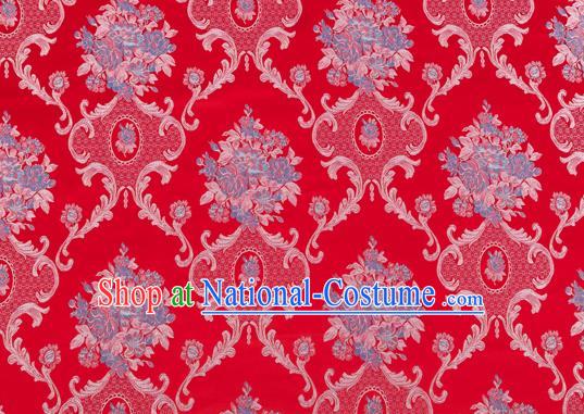 Chinese Classical Pattern Design Red Brocade Silk Fabric Tapestry Material Asian Traditional DIY Tang Suit Satin Damask