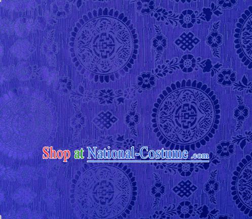 Chinese Classical Lucky Pattern Design Royalblue Brocade Silk Fabric Tapestry Material Asian Traditional DIY Tibetan Robe Satin Damask