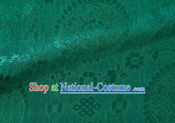 Chinese Classical Lucky Pattern Design Green Brocade Silk Fabric Tapestry Material Asian Traditional DIY Tibetan Robe Satin Damask