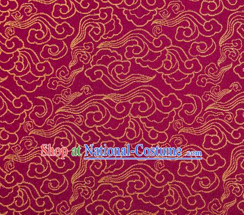 Chinese Classical Clouds Pattern Design Wine Red Brocade Silk Fabric Tapestry Material Asian Traditional DIY Tang Suit Satin Damask