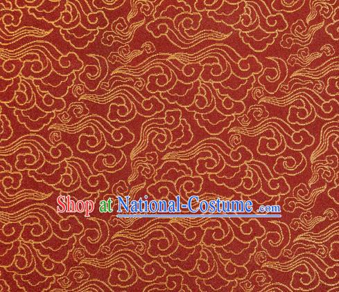 Chinese Classical Clouds Pattern Design Rust Red Brocade Silk Fabric Tapestry Material Asian Traditional DIY Tang Suit Satin Damask