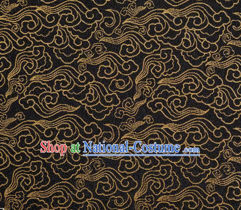 Chinese Classical Clouds Pattern Design Black Brocade Silk Fabric Tapestry Material Asian Traditional DIY Tang Suit Satin Damask