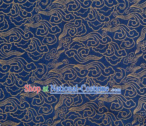 Chinese Classical Clouds Pattern Design Navy Brocade Silk Fabric Tapestry Material Asian Traditional DIY Tang Suit Satin Damask