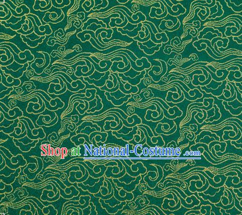 Chinese Classical Clouds Pattern Design Green Brocade Silk Fabric Tapestry Material Asian Traditional DIY Tang Suit Satin Damask