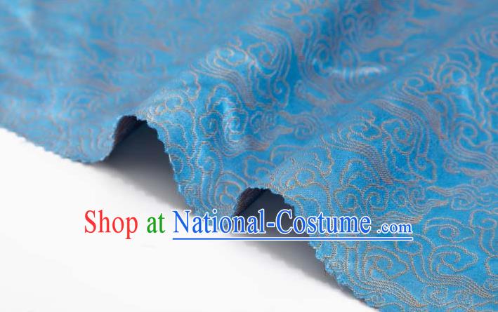 Chinese Classical Clouds Pattern Design Light Blue Brocade Silk Fabric Tapestry Material Asian Traditional DIY Tang Suit Satin Damask