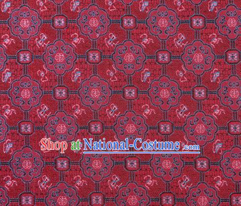 Chinese Classical Bats Pattern Design Red Song Brocade Silk Fabric Tapestry Material Asian Traditional DIY Cheongsam Dress Satin Damask