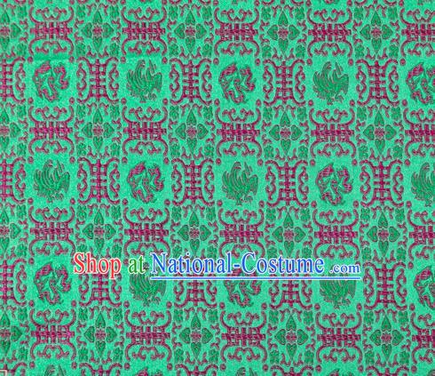 Chinese Classical Monster Pattern Design Deep Green Brocade Silk Fabric Tapestry Material Asian Traditional DIY Qipao Dress Satin Damask