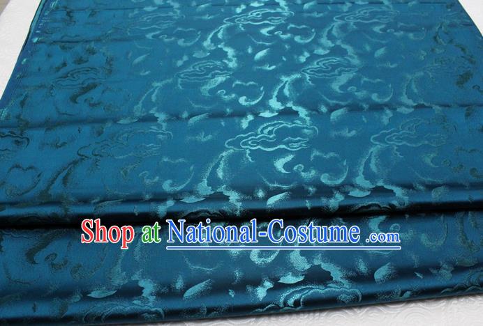 Chinese Classical Cloud Pattern Design Teal Brocade Asian Traditional Tapestry Material DIY Satin Damask Dress Silk Fabric