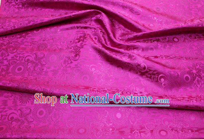 Chinese Classical Sunflowers Pattern Design Rosy Brocade Silk Fabric Tapestry Material Asian Traditional DIY Mongolian Clothing Satin Damask