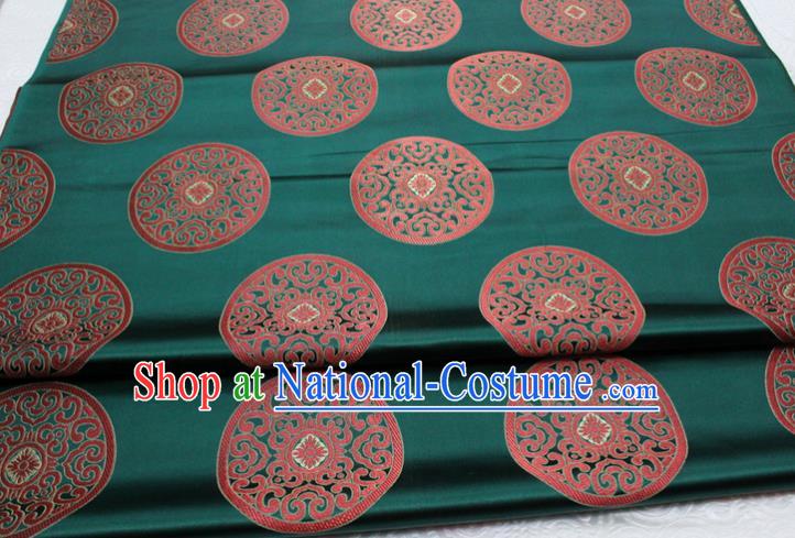 Chinese Tang Suit Classical Round Pattern Design Green Brocade Asian Traditional Tapestry Material DIY Satin Damask Mongolian Robe Silk Fabric