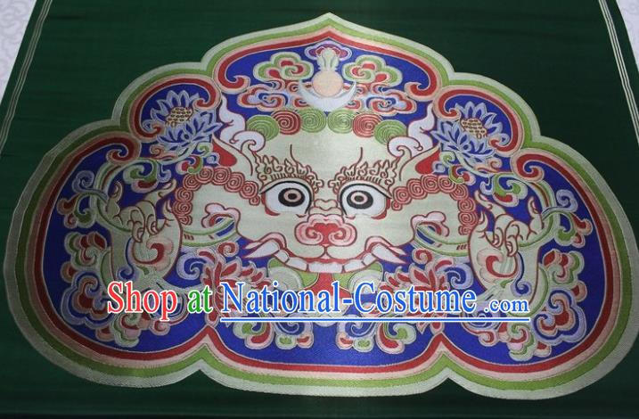 Chinese Buddhism Classical Dragon Pattern Design Atrovirens Brocade Asian Traditional Tapestry Material DIY Satin Damask Tibetan Silk Fabric