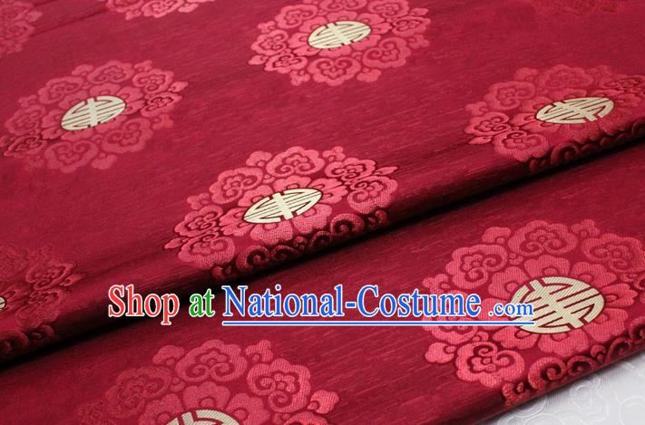 Chinese Mongolian Robe Classical Pattern Design Red Brocade Asian Traditional Tapestry Material DIY Satin Damask Drama Silk Fabric