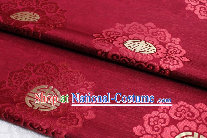 Chinese Mongolian Robe Classical Pattern Design Red Brocade Asian Traditional Tapestry Material DIY Satin Damask Drama Silk Fabric