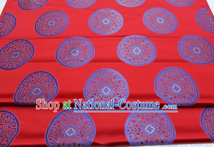 Chinese Tang Suit Classical Round Pattern Design Red Brocade Asian Traditional Tapestry Material DIY Satin Damask Mongolian Robe Silk Fabric