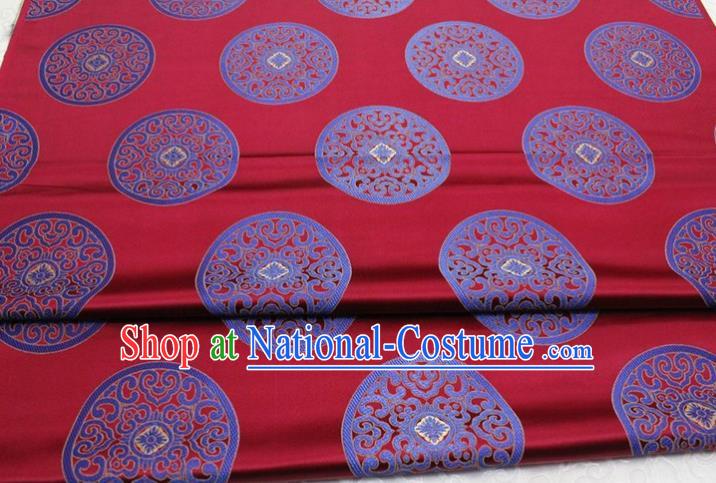 Chinese Tang Suit Classical Round Pattern Design Dark Red Brocade Asian Traditional Tapestry Material DIY Satin Damask Mongolian Robe Silk Fabric