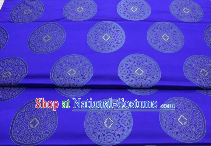 Chinese Tang Suit Classical Round Pattern Design Royalblue Brocade Asian Traditional Tapestry Material DIY Satin Damask Mongolian Robe Silk Fabric