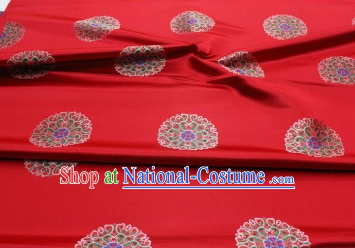 Chinese Classical Lotus Pattern Design Red Brocade Buddhism Silk Fabric DIY Satin Damask Asian Traditional Tibetan Robe Tapestry Material