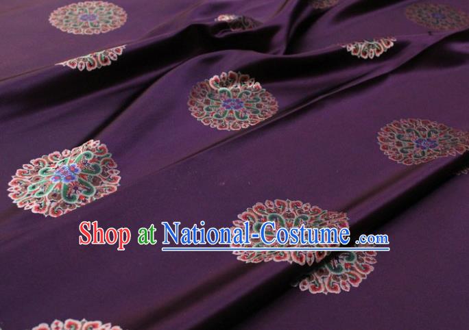 Chinese Classical Lotus Pattern Design Purple Brocade Buddhism Silk Fabric DIY Satin Damask Asian Traditional Tibetan Robe Tapestry Material