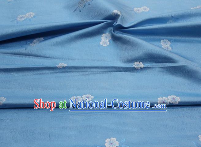 Chinese Classical Blossom Pattern Design Light Blue Brocade Silk Fabric DIY Satin Damask Asian Traditional Qipao Dress Tapestry Material