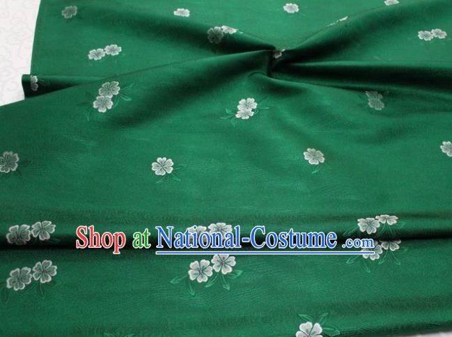 Chinese Classical Blossom Pattern Design Green Brocade Silk Fabric DIY Satin Damask Asian Traditional Qipao Dress Tapestry Material