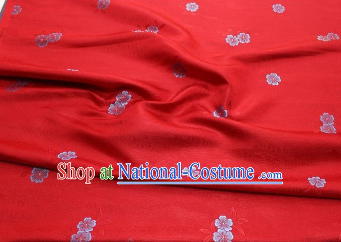 Chinese Classical Blossom Pattern Design Red Brocade Silk Fabric DIY Satin Damask Asian Traditional Qipao Dress Tapestry Material