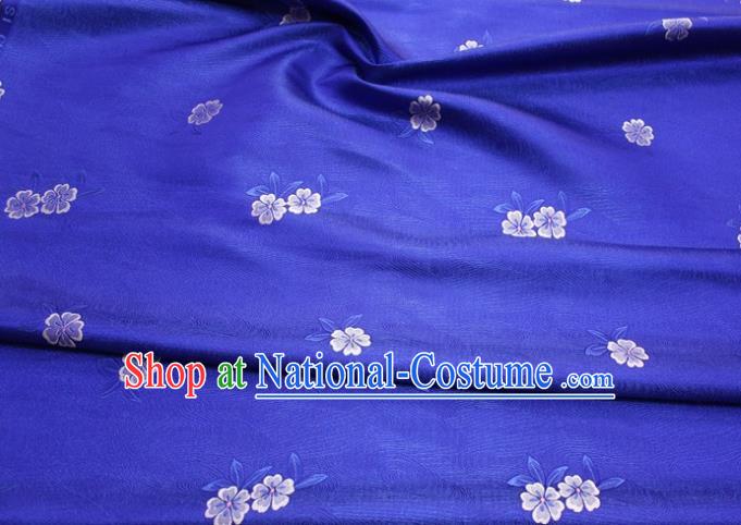 Chinese Classical Blossom Pattern Design Royalblue Brocade Silk Fabric DIY Satin Damask Asian Traditional Qipao Dress Tapestry Material