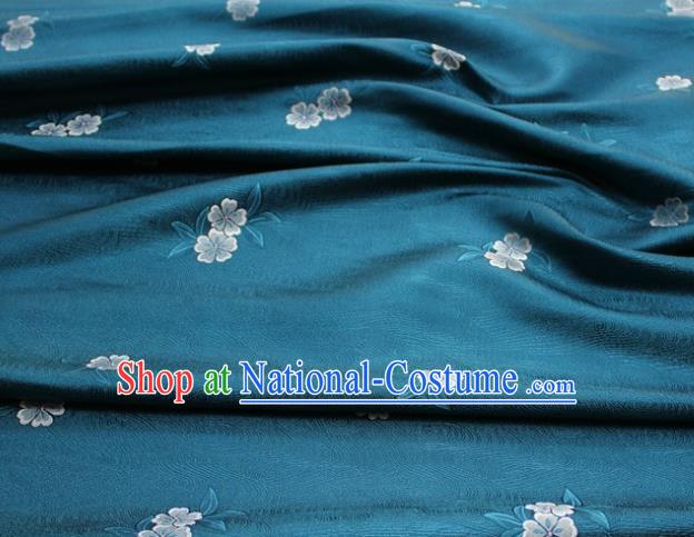 Chinese Classical Blossom Pattern Design Teal Brocade Silk Fabric DIY Satin Damask Asian Traditional Qipao Dress Tapestry Material