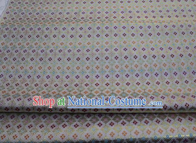 White Chinese Classical Pattern Design Brocade Mongolian Robe Silk Fabric DIY Satin Damask Asian Traditional Tapestry Material