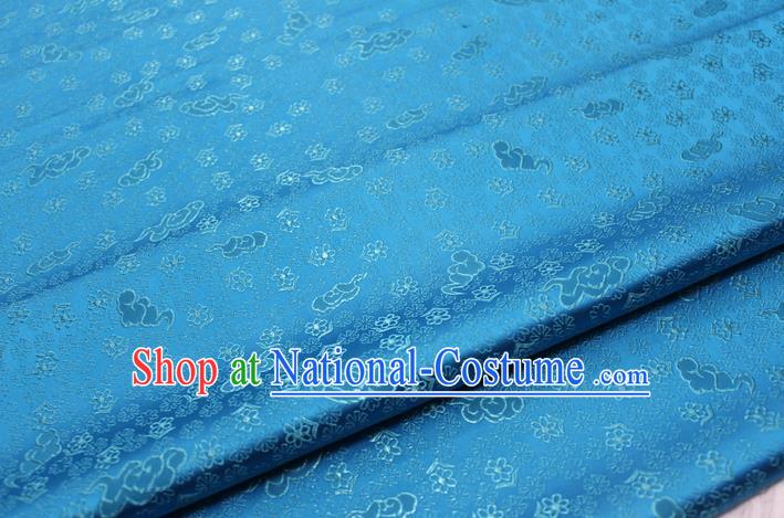 Chinese Classical Cloud Blossom Pattern Design Blue Brocade Mongolian Robe Asian Traditional Tapestry Material Silk Fabric DIY Satin Damask