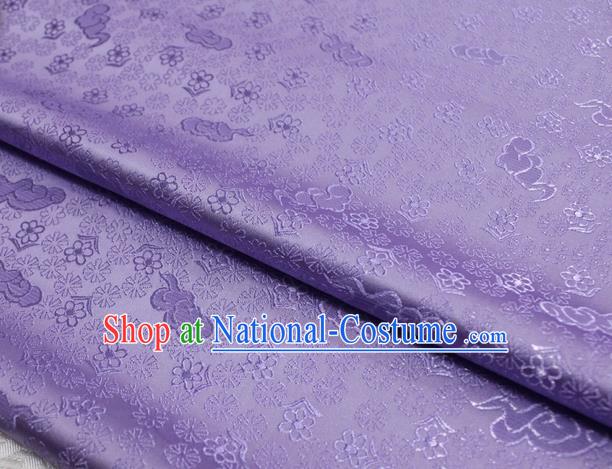 Chinese Classical Cloud Blossom Pattern Design Purple Brocade Mongolian Robe Asian Traditional Tapestry Material Silk Fabric DIY Satin Damask