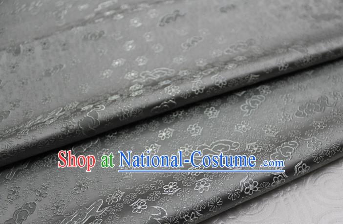 Chinese Classical Cloud Blossom Pattern Design Gray Brocade Mongolian Robe Asian Traditional Tapestry Material Silk Fabric DIY Satin Damask