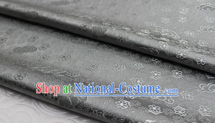 Chinese Classical Cloud Blossom Pattern Design Gray Brocade Mongolian Robe Asian Traditional Tapestry Material Silk Fabric DIY Satin Damask