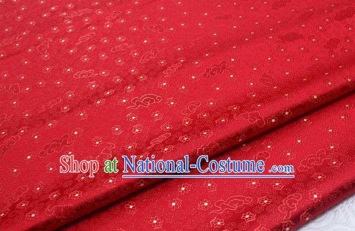 Chinese Classical Cloud Blossom Pattern Design Red Brocade Mongolian Robe Asian Traditional Tapestry Material Silk Fabric DIY Satin Damask