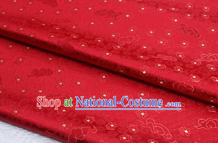 Chinese Classical Cloud Blossom Pattern Design Red Brocade Mongolian Robe Asian Traditional Tapestry Material Silk Fabric DIY Satin Damask