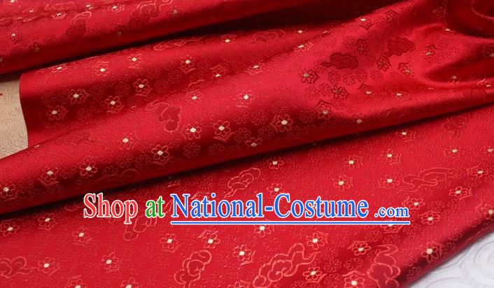 Chinese Classical Cloud Blossom Pattern Design Red Brocade Mongolian Robe Asian Traditional Tapestry Material Silk Fabric DIY Satin Damask