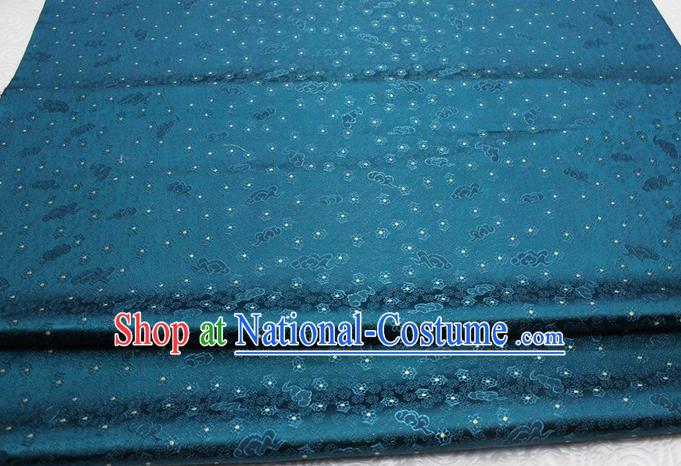 Chinese Classical Cloud Blossom Pattern Design Teal Brocade Mongolian Robe Asian Traditional Tapestry Material Silk Fabric DIY Satin Damask