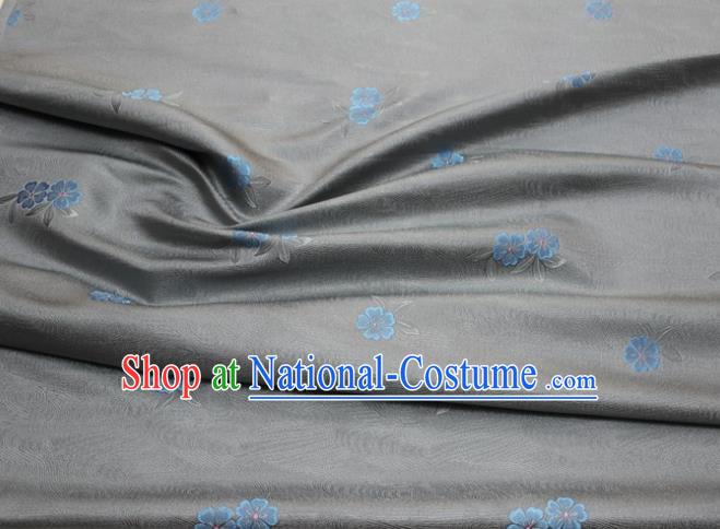 Chinese Classical Blossom Pattern Design Grey Brocade Silk Fabric DIY Satin Damask Asian Traditional Qipao Dress Tapestry Material